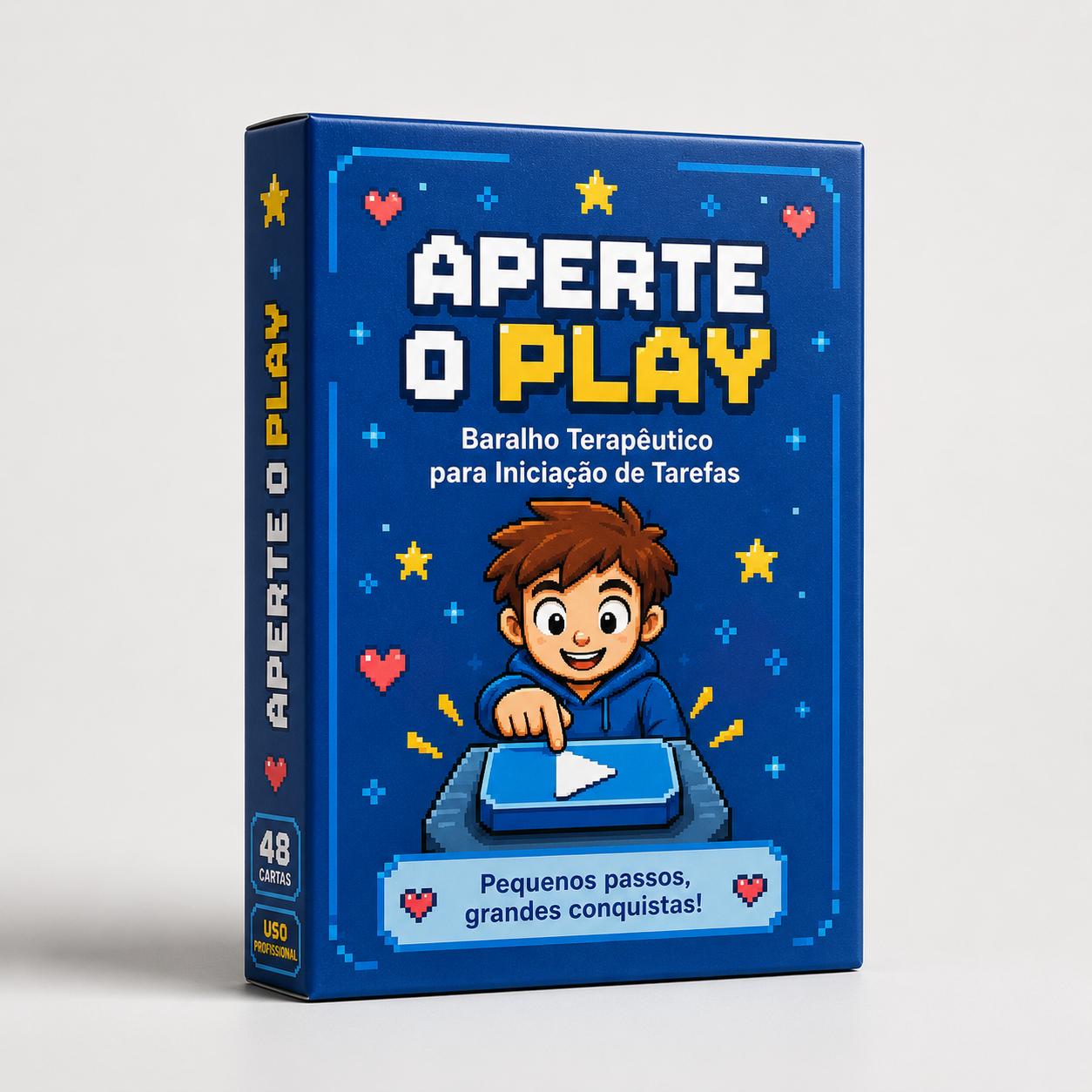 Caixa do baralho terapêutico Aperte o Play com 48 cartas